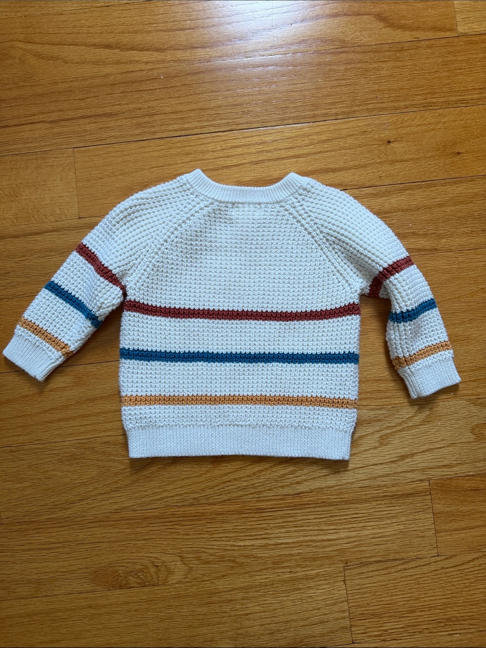 Cat & Jack Cream Knit Baby Sweater with Red Accent